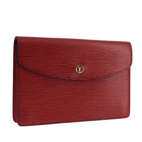 LOUIS VUITTON Epi Montaigne 23 Clutch Bag Red M52667 LV Auth 101837 - Picture 1 of 16